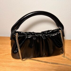 Mango Black Mini Bag Gold Chain Top Handle clutch